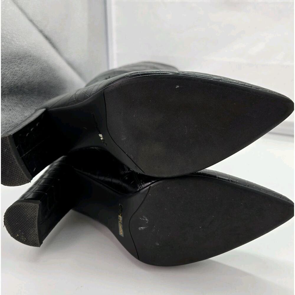 Modatope Ravelle Riding Boots Croc Skin Faux Leather Block Heel Sz 7 MOBWIFE NEW - Picture 7 of 13